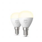 philips Hue White Pack 2 Lâmpadas LED Inteligentes Luster P45 E14 5.7W Luz Branca Quente - 582971