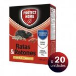 Pack 20 Unidades.protect Home, Raticida Cereal Alta Eficacia para Matar Ratas e Ratones, 3 Dosis 50 Grs. LoteSGS691