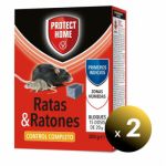 Pack 2 Unidades.raticida Protect Home Bloques Brodifacoum Alta Eficacia, Mata Ratas e Ratones, 15 Dosis 20 Grs. LoteSGS1262