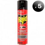 Pack 5 Unidades. Raid Insecticida Contra Cucarachas, Hormigas e Rastreros Spray 400 ml LoteSGSai4859