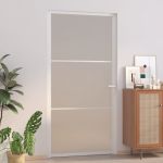 Porta de Interior 102,5x201,5 cm Vidro Fosco e Alumínio Branco - 350579 - 350579