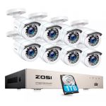 Zosi Kit Vigilância 8 câmaras com disco HDD 1 TB para gravação imagens