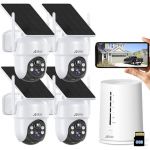 Anran Kit CCTV 4 câmaras 4MP rotativas solar 360º com bateria WiFi visão noturna exterior