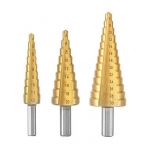 Vatton Conjunto de Brocas Step Drill Bit Set 3 Unidades Dourado