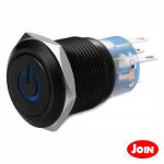 ALPHA-ELETTRONICA Interruptor Redondo De Metal 12v Preto Azul 330-066-5-N1