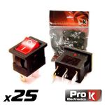 Prok Electronics Interruptor Basculante com Luz 8.5A-250V Spst On-off 25X - ITR003A/25