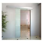 HomCom Porta de Correr Vidro Translúcido (Vidro Liga de Alumínio) 77,5x205cm