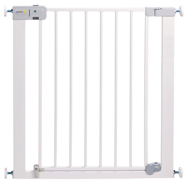 Safetots Barreira de segurança com parte superior curvada, 107 cm - 116 cm,  branco mate, barreira de pressão para escadas, barreira de segurança para