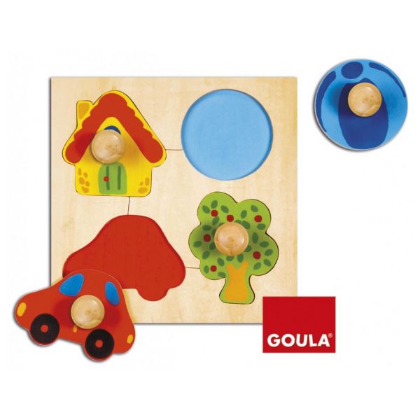 Jogo puzzles 6 cores madeira Goula