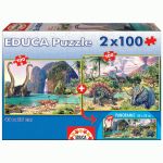 Educa Puzzle 2x100 Peças - Dino World - 15620