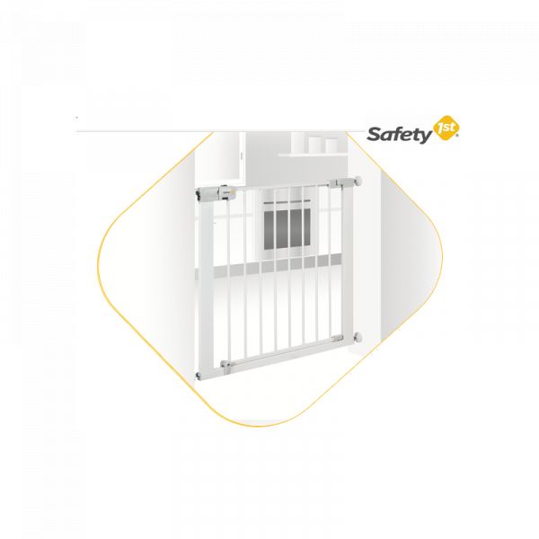 Safetots Barreira de segurança com parte superior curvada, 107 cm - 116 cm,  branco mate, barreira de pressão para escadas, barreira de segurança para