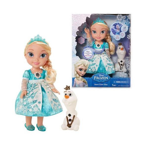 2 Bonecas Frozen, Ana E Elsa 30cm + 1 Pelúcia Olaf Musicais