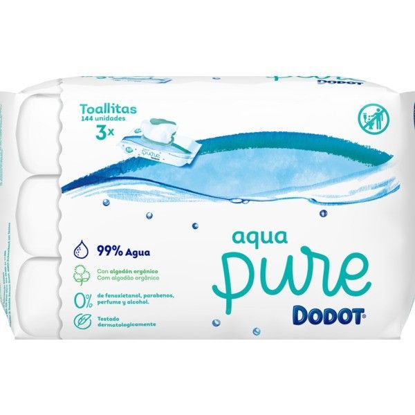 Dodot Toallitas Aqua Pure para Bebé, 99% Agua, 432 Unidades, ( Paquete de 9  x48)