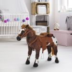 HomCom Cavalito Castanho Felpa 85x28x60cm