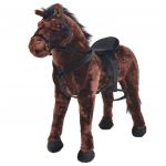 Brinquedo de Montar Cavalo em Peluche Castanho Escuro Xxl