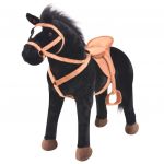 vidaXL Brinquedo de Montar Cavalo em Peluche Preto