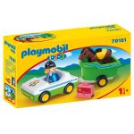 Playmobil 1.2.3. - Carro com Reboque para Cavalo - 70181