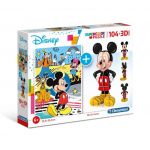 Clementoni Puzzle 3D e Puzzle 104 Peças Disney Mickey Mouse