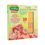 Globo Family Games - Caixa de Cubos de Madeira com Números e Letras