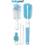 Baby Ono - Conjunto de Escova para Biberões e Tetinas com Pega Removível e Mini Esponja Azul - BO138/01