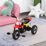 Homcom Moto / Triciclo com 3 Rodas Música e Farol 71x40x51 cm Vermelho - 370-095RD