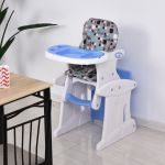 Homcom Cadeira de Bebé Multifuncional Conversível em Cadeira de Balanço + Mesa 6-72 Meses Azul