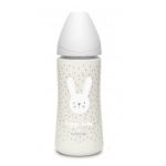 Suavinex - Biberão Premium com Tetina Silicone 360ml +4m - Coelhinho Bolinhas Branco