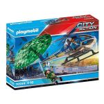 Playmobil City Action Helicóptero Da Polícia Perseguição Em Paraquedas - 70569