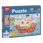 APLI Jogo Educativo Puzzle Barco Pirata 104 Peças - APL17917