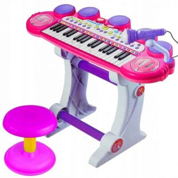 Homcom - Piano eletrónico infantil com microfone e banco, Som