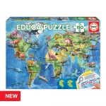 Educa Puzzle 150 Peças Mapa Mundo Dinossauros - ED18997