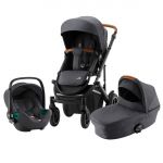 Britax Römer Smile Iii Trio Comfort Bundle Isense Travel System Midnight Grey (cognac Handle)