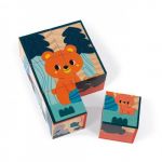 Janod Puzzle 6 Cubos Animais + Caixa de Madeira +12M - J08622