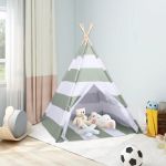 Tenda Teepee Infantil com Saco 120x120x150cm Pele Pêssego Riscas
