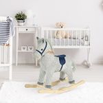 Homcom Baloiço Infantil de Cavalo 73x35x64cm Azul e Cinza