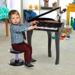 HomCom Piano Elétrico Infantil de 37 Teclas Preto