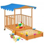 Casa de Brincar Infantil com Caixa Areia Madeira Abeto Azul Uv50