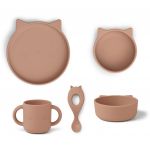 Liewood Conjunto Refeicao Vivi Cat Dark Rose
