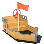 Outsunny Caixa de Areia Infantil 158x78x45,5cm Natural
