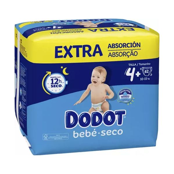 Dodot Fraldas Bebé Seco Extra T4 (10-15kg) 62 unidades