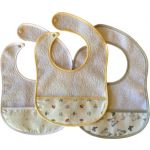 HappyBaby Conjunto de 3 Babetes Grandes Impermeáveis com Bolso e Mola de Pressão