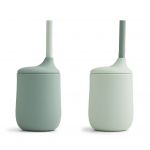 Liewood Copo com Palhinha 100% Silicone Mint Mix- Ellis Sippy Cup 2 Pack