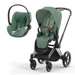 Duo Cybex Priam NG Chrome Brown + Cloud T i-Size Plus Leaf Green