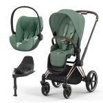Duo Cybex Priam NG Rose Gold + Cloud T i-Size Plus + Base T Leaf Green
