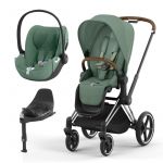 Duo Cybex Priam NG Chrome Brown + Cloud T i-Size Plus + Base T Leaf Green