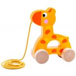 Tooky Toy Brinquedo de Arrasto Girafa em Madeira