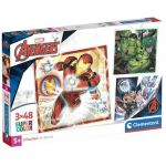 Clementoni Puzzle Quadrado 3X48 peças: Vingadores da Marvel
