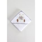 Fill Baby Toalha Bebé Bordada Urso com Laço Cinza 80cm x 80cm