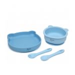 Kiokids Conjunto de Alimentação Silicone Azul