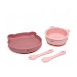Kiokids Conjunto de Alimentação Silicone Rosa